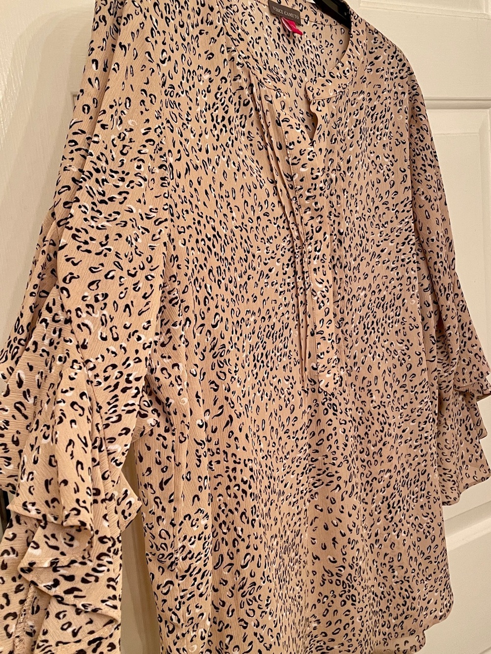 Vince Camuto Beige and Black Leopard-Print Top